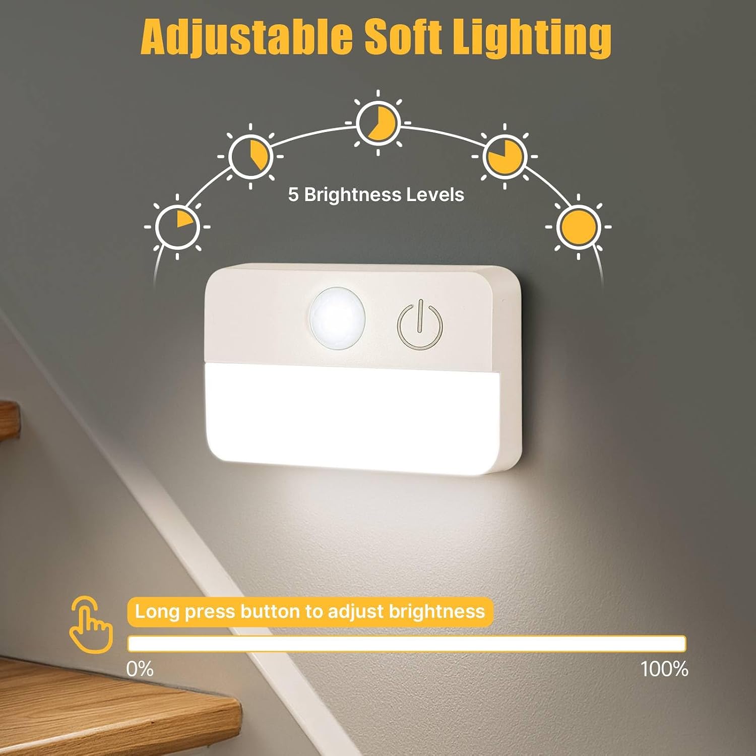 Guankai 8 Pack Motion Sensor Stair Lights for Indoor, Wireless RGB Battery Operated Night Light, Activated Led Stick On Hallway Closet Under Cabinet Step Lamp for Bedroom Kitchen Bathroom