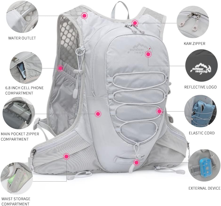 IX INOXTO Running Hydration Vest for Men Women Water Backpack for Running 3L Running Hydration Pack for Trail Running Marathon Race Hiking