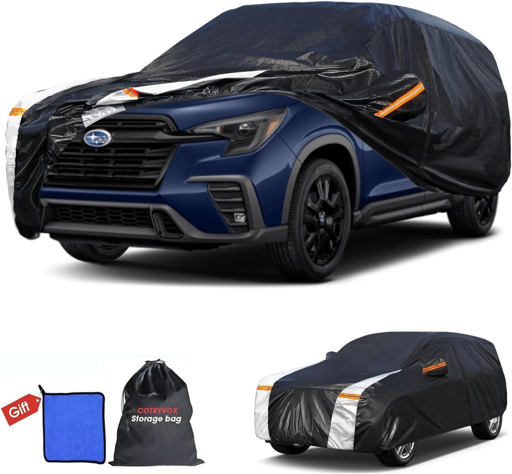 Subaru Ascent Car Cover 100% Waterproof All Weather, Gift with Towel, Multi-Layers SUV Car Cover Custom Fit 2018-2026 Subaru Ascent, Full Exterior Covers Rain Sun UV Protection with Door Zipper.
