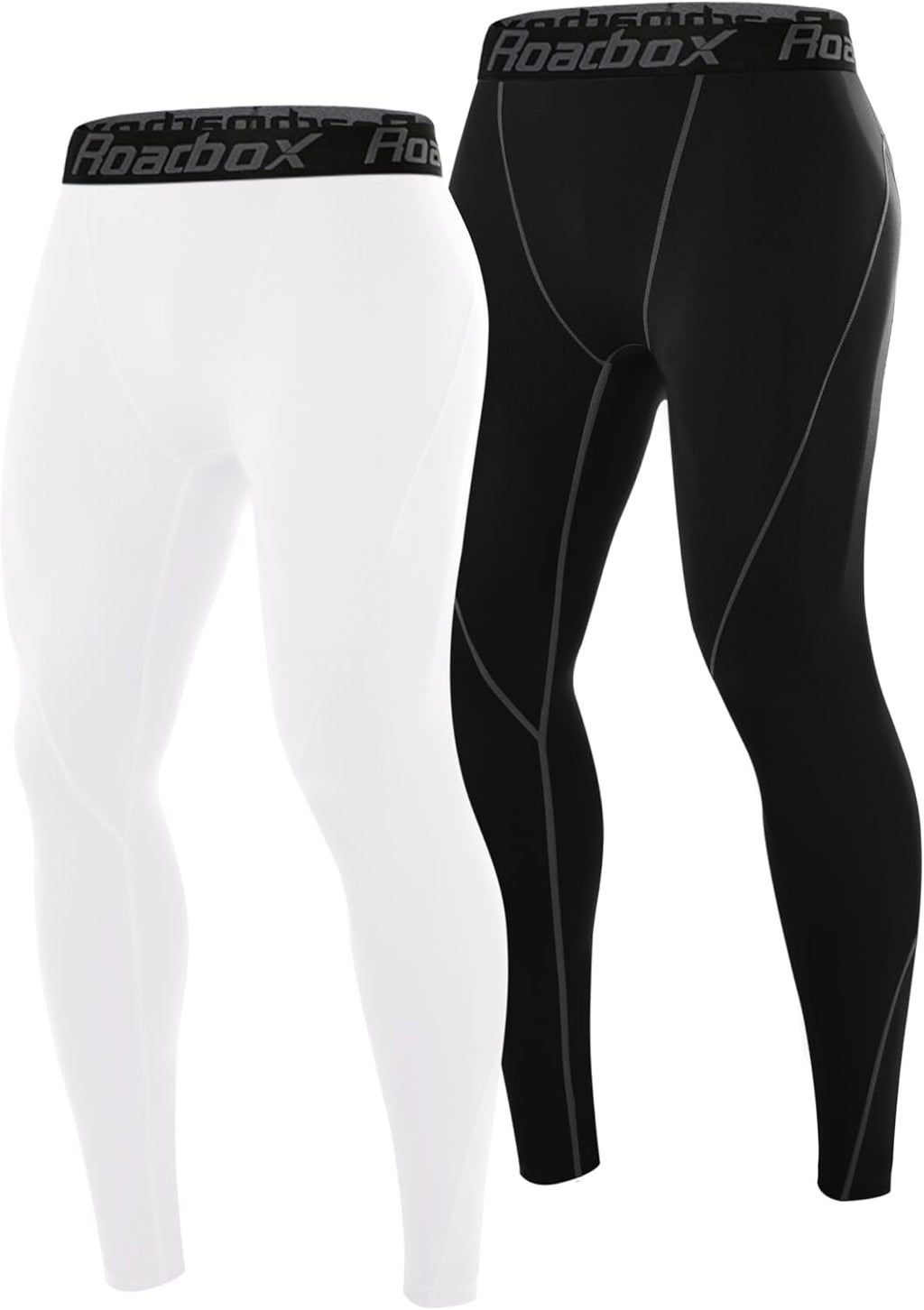 Roadbox 2 Pack Men's Compression Pants, Quick Dry Running Tights Leggings