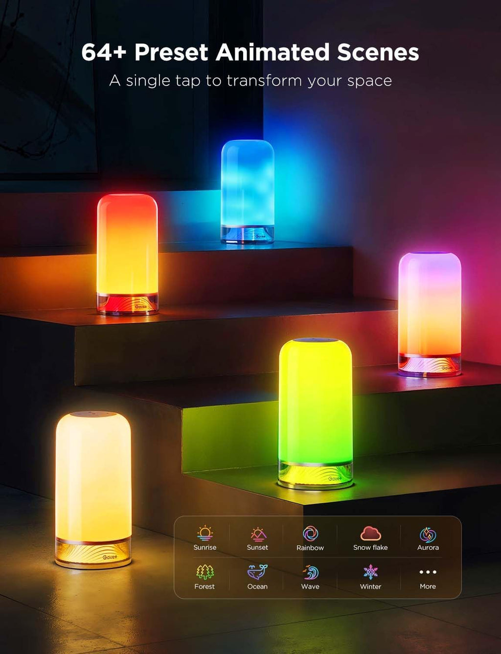 Govee RGBIC Smart Table Lamp 2, Touch Bedside Small Table Lamp (Corded)
