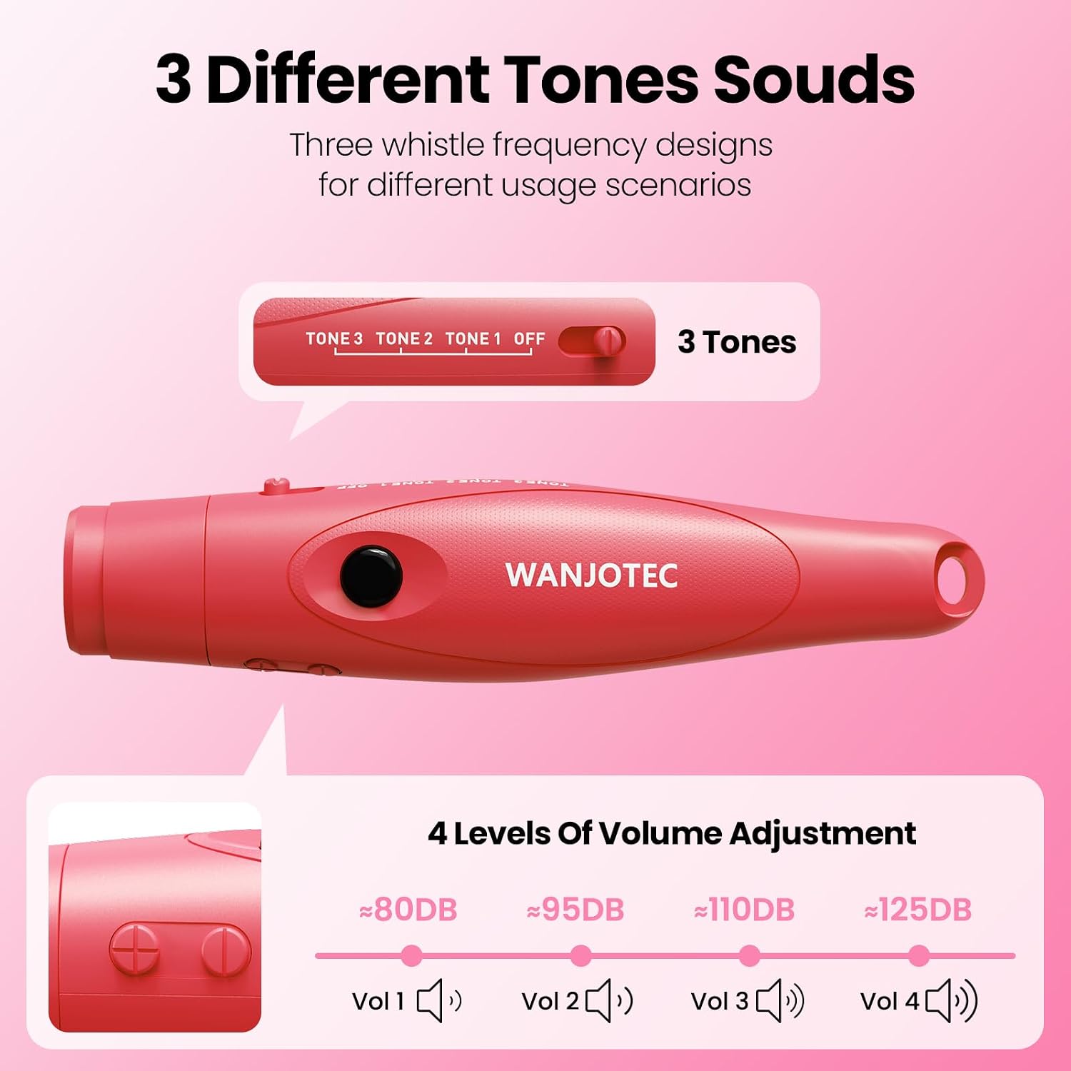 Electronic Whistle for Teacher Coaches, 3 Tones Adjustable 130db Loudest High Volume Handheld Emergency Electric Whistles for Referee, P.E.Outdoor Sports Whistles with Lanyard
