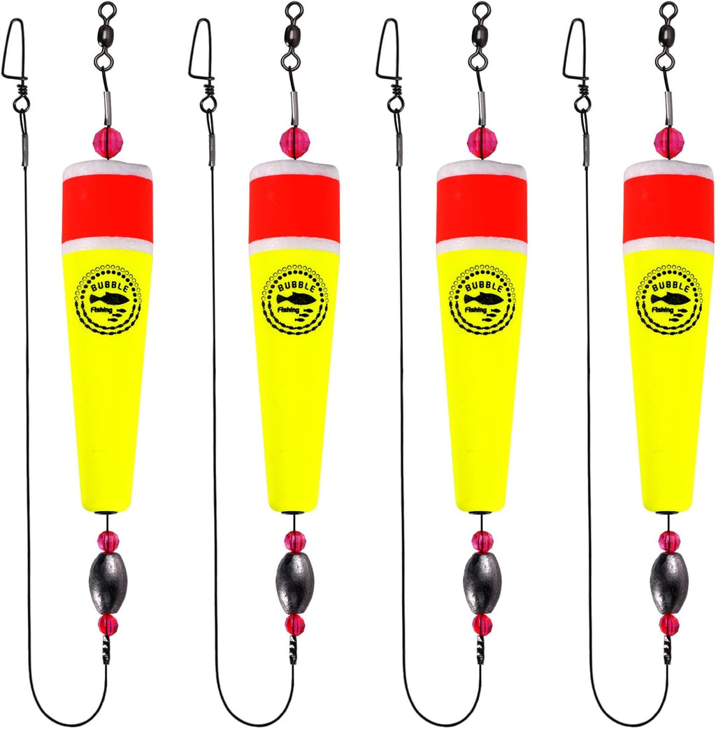 Fishing Floats Rigs Popping Corks for Saltwater Rattle Weighted Bobbers Fishing Tackle (4pcs, 5 in, Yellow), set03