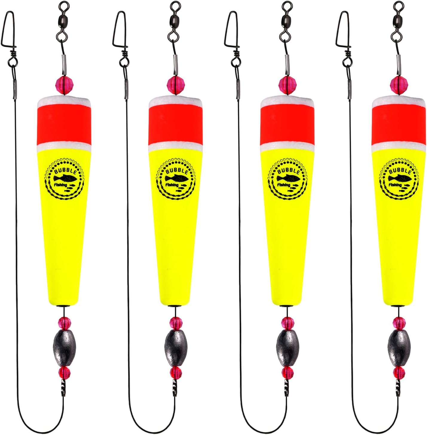 Fishing Floats Rigs Popping Corks for Saltwater Rattle Weighted Bobbers Fishing Tackle (4pcs, 5 in, Yellow), set03