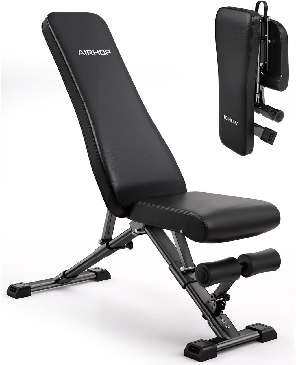 AIRHOP Foldable Workout Bench, 90° to -30° FID Weight Bench for Home Gym