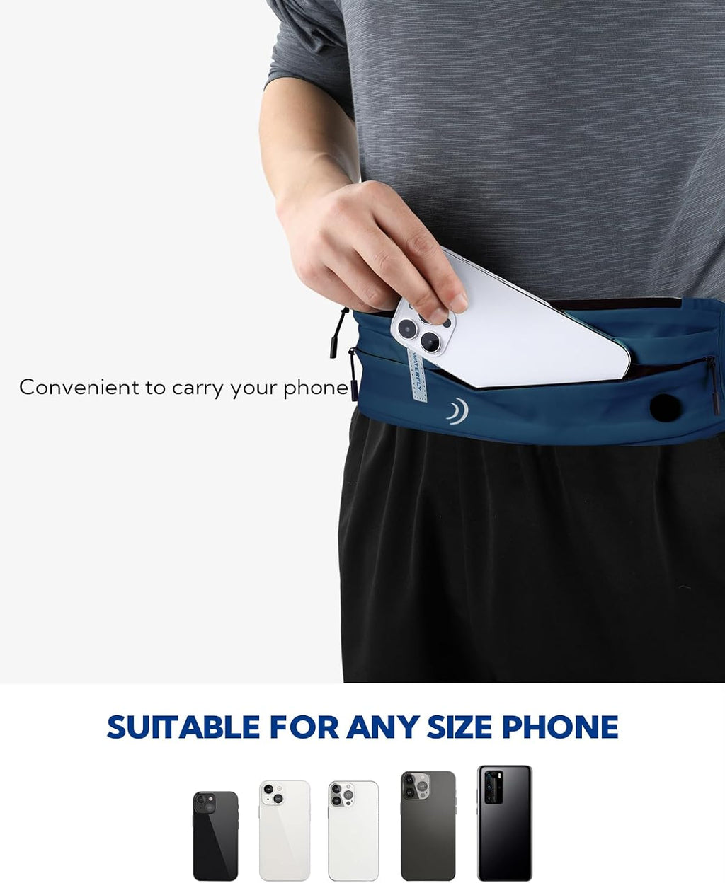 WATERFLY Running Belt Fanny Pack:Phone Holder Belt for Men Women