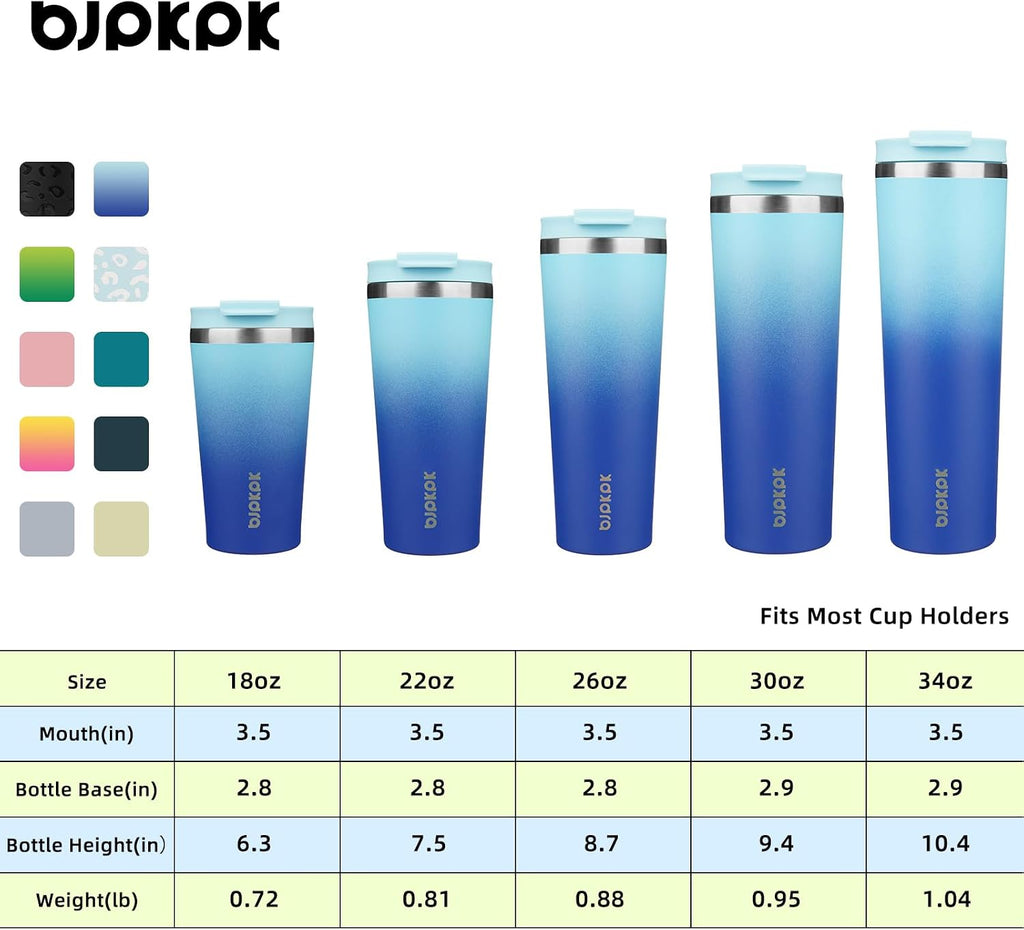 BJPKPK 34oz Coffee Tumbler with Straw, Insulated Stainless Steel Cup