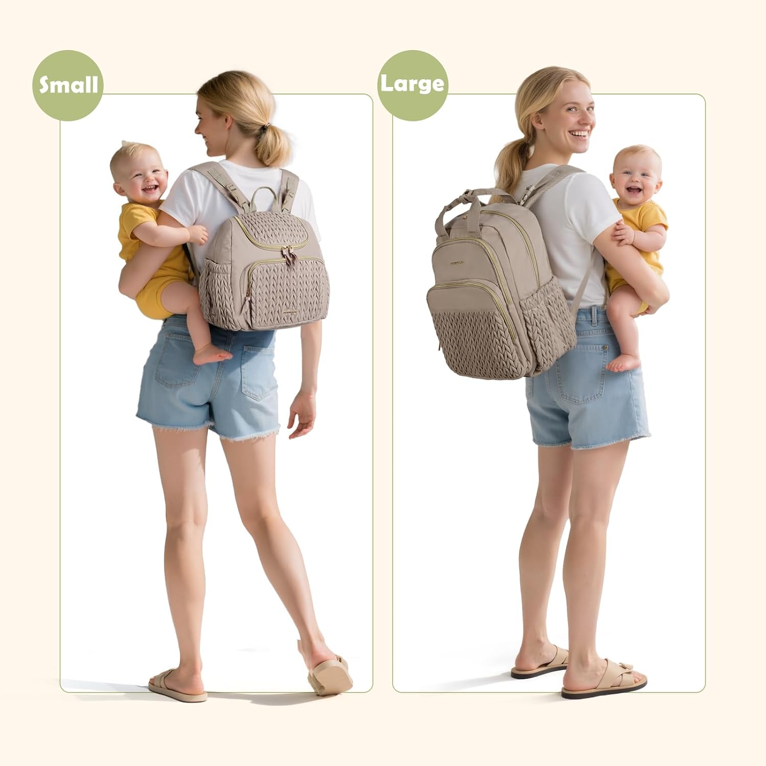 mommore Diaper Bag Backpack, Stylish Mini Baby Bag with Changing Pad