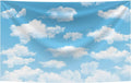 10X7FT Fabric Blue Sky White Cloud Backdrop Birthday Party Background Ideal for Newborn Spring Kids Children Aviator Baby Shower World Travel Photography Baby Shower Banner Decoration