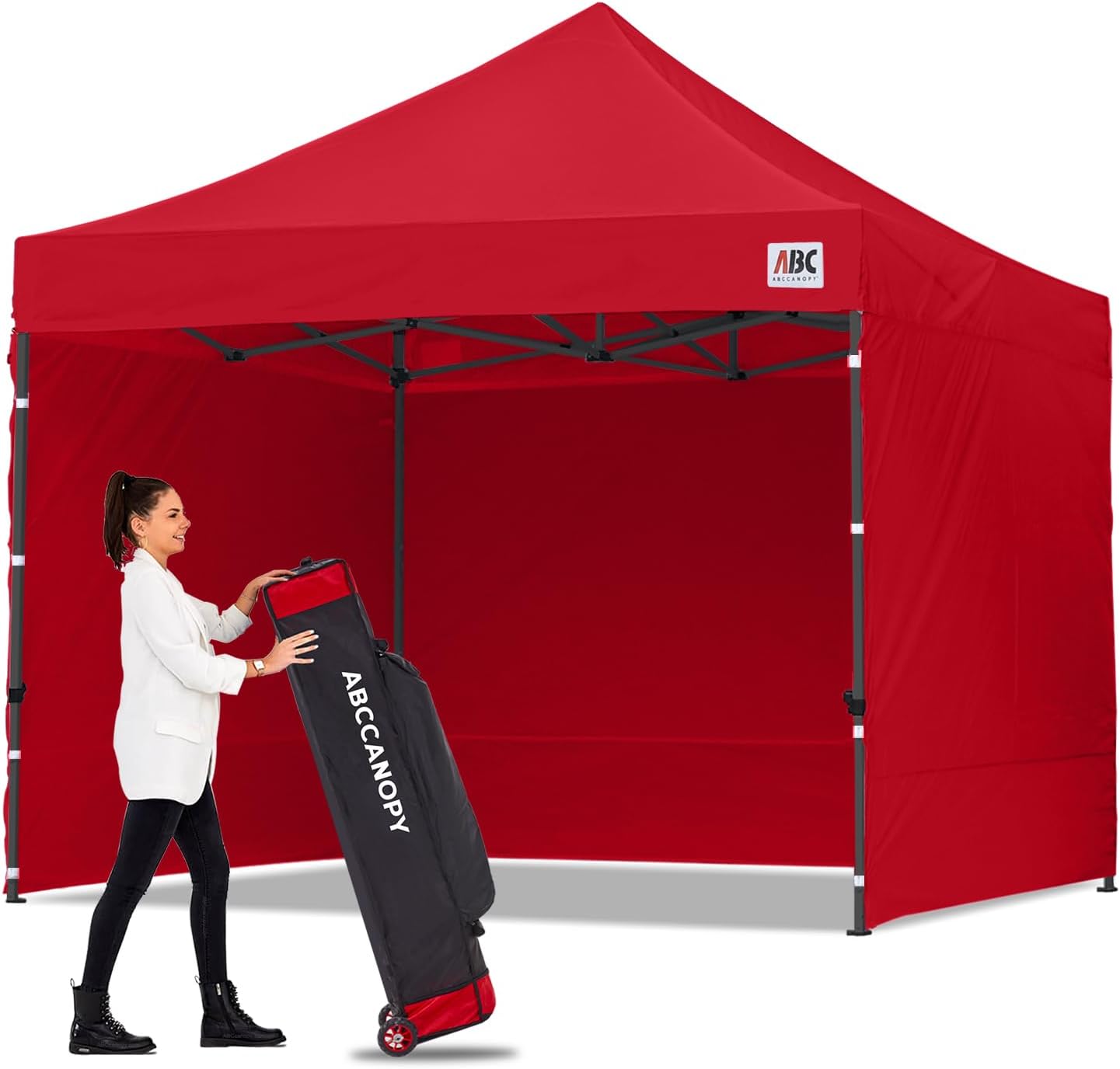 ABCCANOPY Heavy Duty Easy Pop up Canopy Tent with Sidewalls 10x10, Red