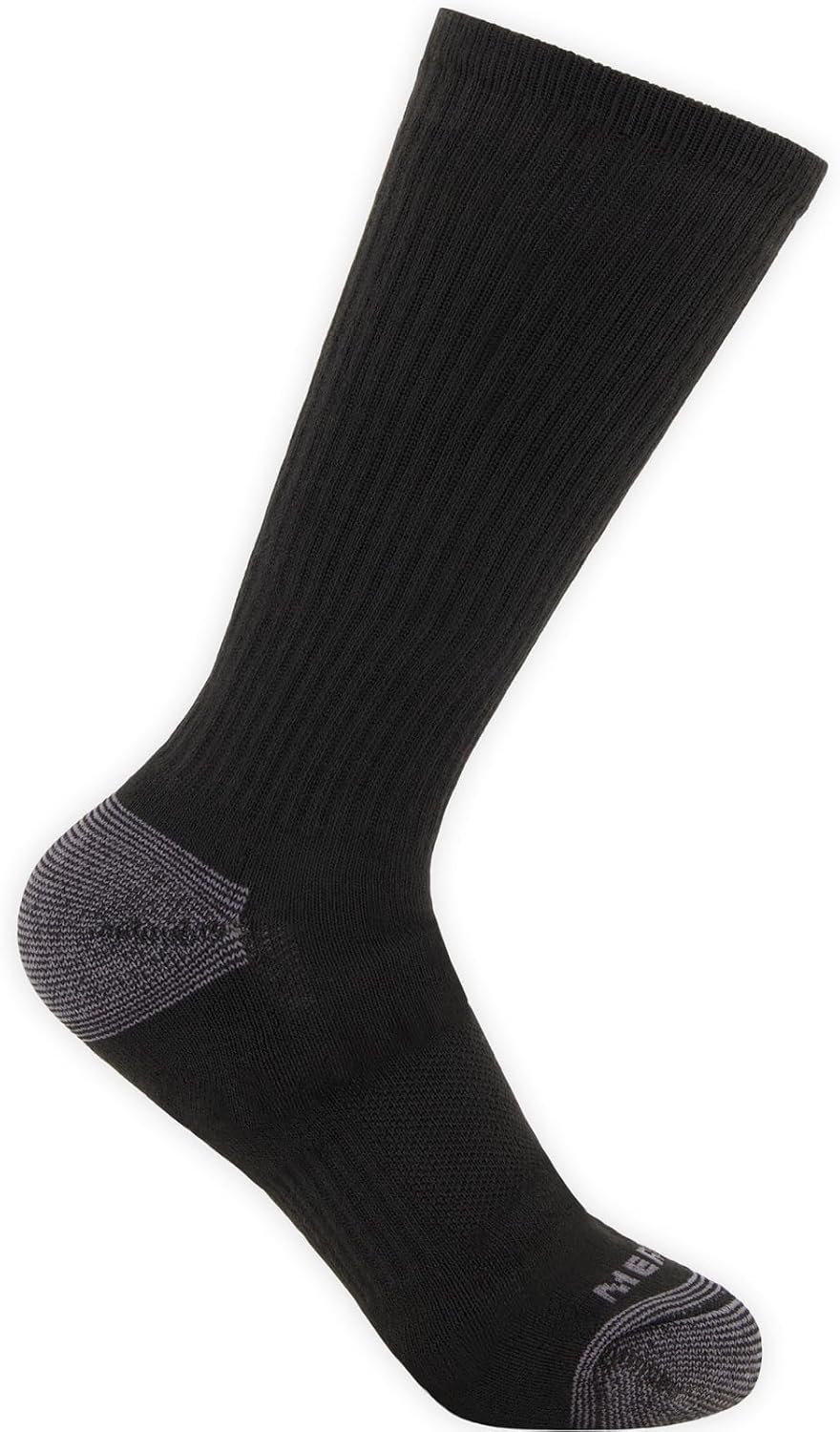 Merrell Unisex Eco Cushioned Crew Socks, Recycled Sustainable Hiker With Targeted Cushion