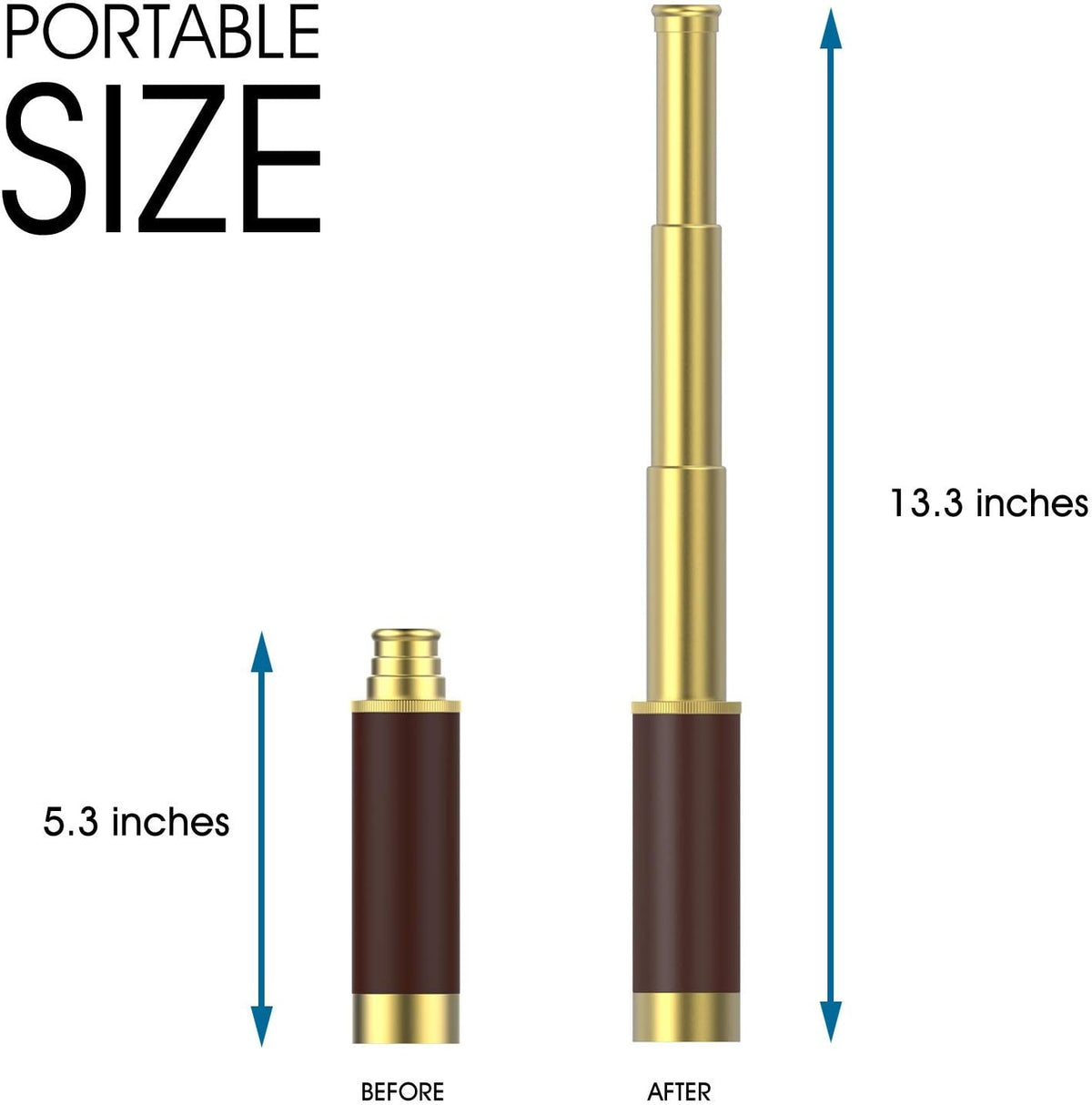 Pirate Spyglass Telescope Pocket Compass Set, Caribbean Collapsible Spyglass Zoomable Pirate Monocular Telescope Handheld Telescope Pirate Spyglass for Bird Watching Hunting Hiking Travelling