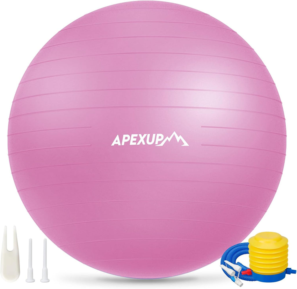 APEXUP Yoga Ball, 660 lbs Anti-Burst Exercise Ball with Pump, 5 Sizes