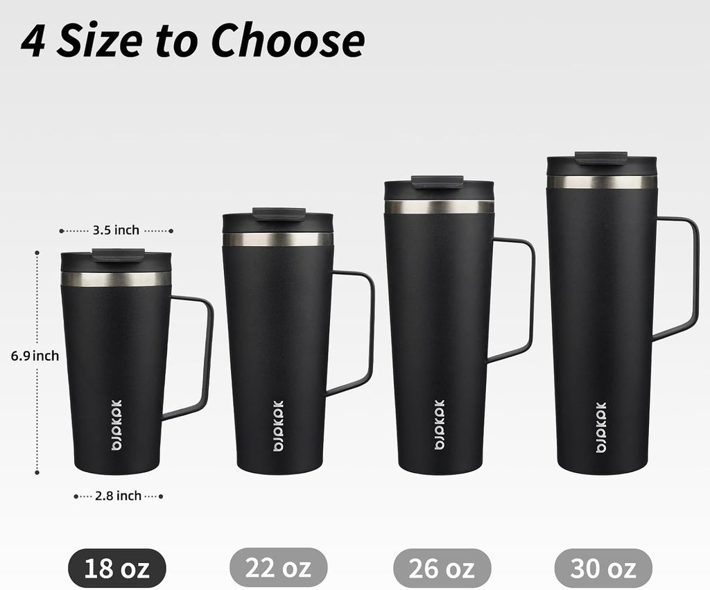 BJPKPK 18oz Insulated Tumbler with Handle, Lid & Straw, Stainless Steel