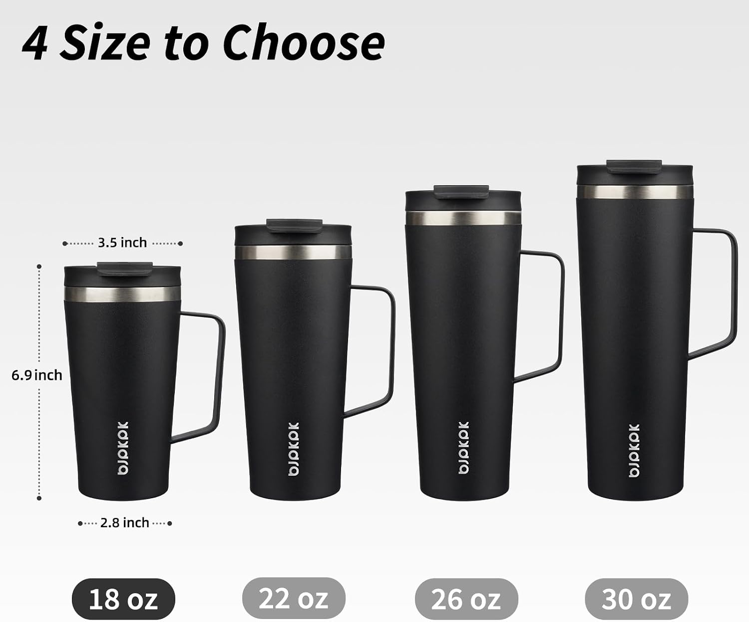 BJPKPK 18oz Insulated Tumbler with Handle, Lid & Straw, Stainless Steel