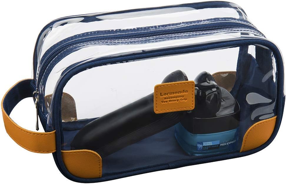 Lermende Toiletry Bag, Clear Shaving Dopp Kit for Men Travel Toiletry Bag with Hand Strap Unisex Bathroom Toiletries Organiser-Green