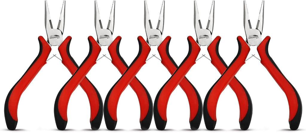 5-Pack 5-Inch Bent Nose Pliers for Jewelry Making, Spring Loaded
