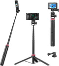 ULANZI MT-71 Tripod Selfie Stick & Vlog Handle with Magnetic Quick Release&1/4'' Screw, 59in Extendable Lightweight Tripod Stand (7-Section) for DJI Pocket 3/Insta360 X5 X4 X3 Series