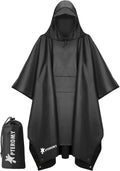 PTEROMY Hooded Rain Poncho for Adults, Reusable Waterproof Raincoat