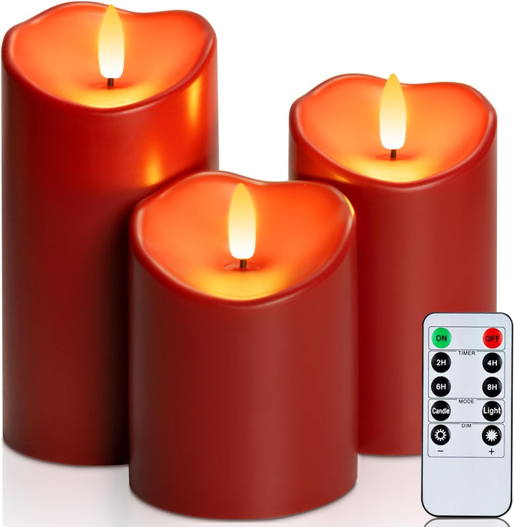 Homemory Outdoor Waterproof Flameless Candles, LED Candle with Remote, 3Pcs