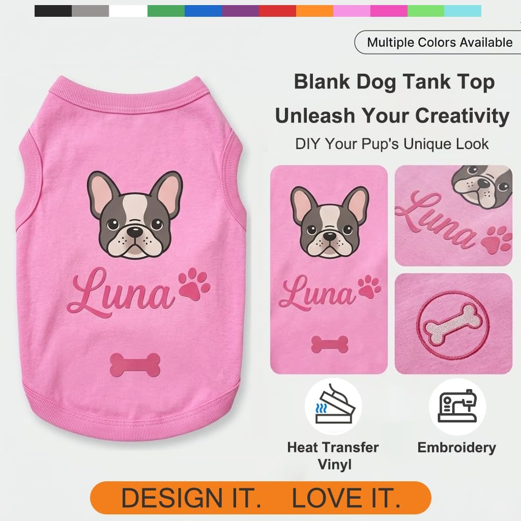 Chol&Vivi Dog Clothes Shirts, 4pcs Shirt for Large Size Dog, Blank Pet Cotton Sleeveless Apparel Soft and Lightweight, Tank Top for All Breeds, Black/Grey/White/Dark Green, XX-Large