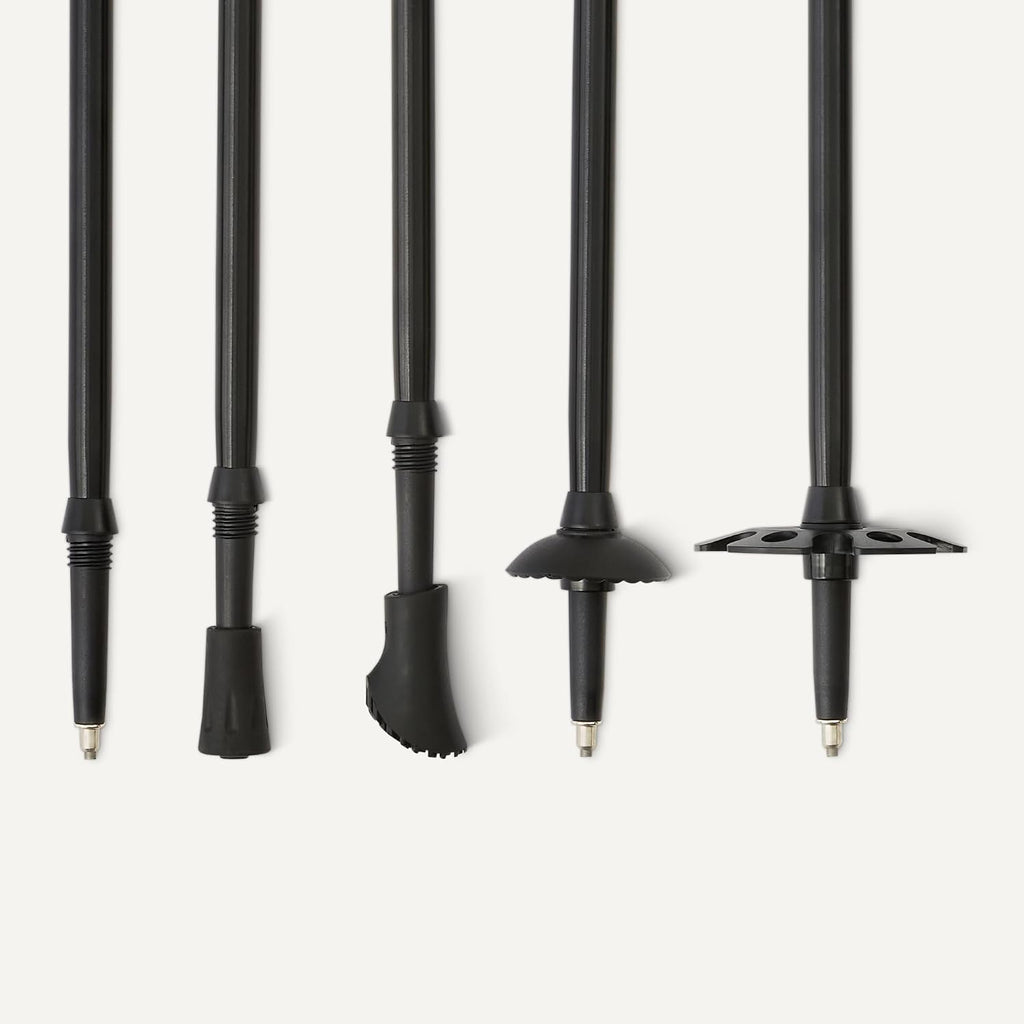 Amazon Basics Trekking Poles, Lightweight Collapsible Hiking Sticks with Quick Lock, EVA Grip & All-Terrain Accessories, Adjustable Aluminum, Black, 53in
