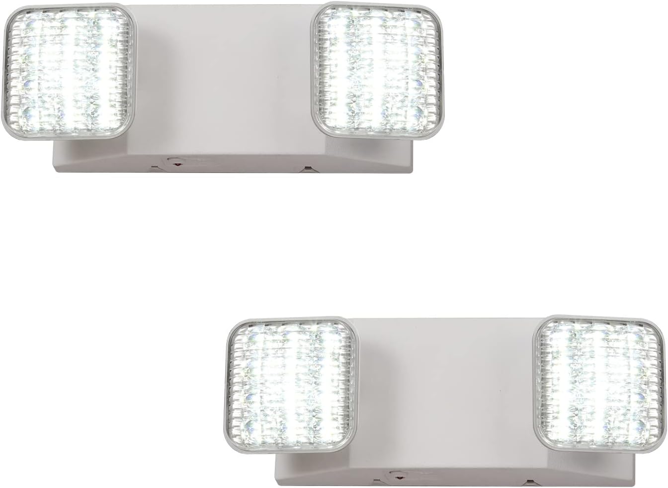 TANLUX LED Emergency Lights with Battery Backup, Two Head Adjustable Commercial Emergency Lights, UL Listed, AC 120/277V, Hardwired Exit Light Fixtures - 2 Pack (White)