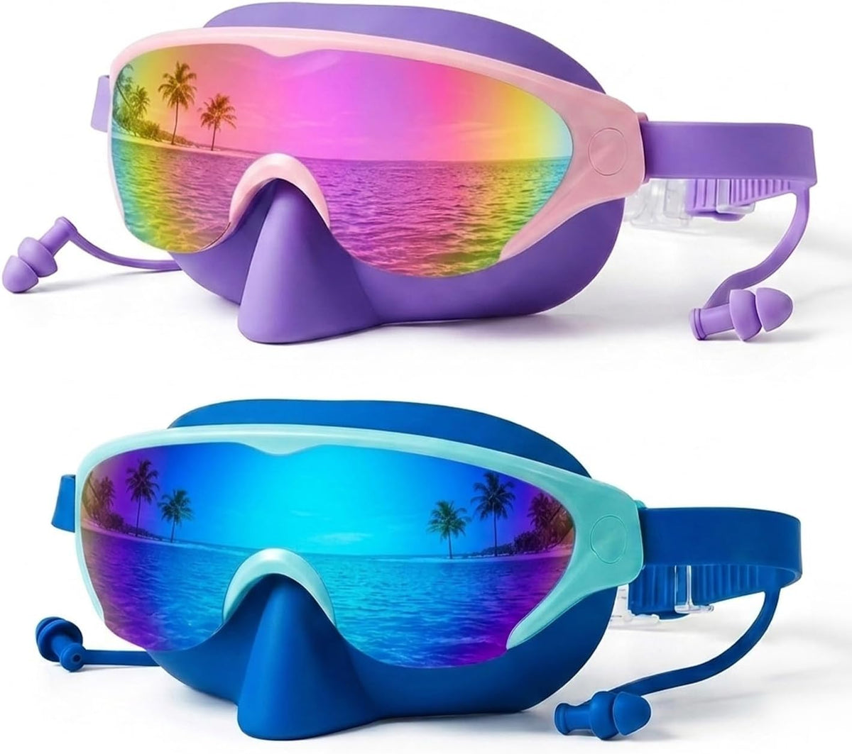 Zoomsnail Kids Swim Goggles with Nose Cover, Leakproof Anti-fog UV Lens Toddlers Swimming Goggles for Kids 3-15 Boys & Girls