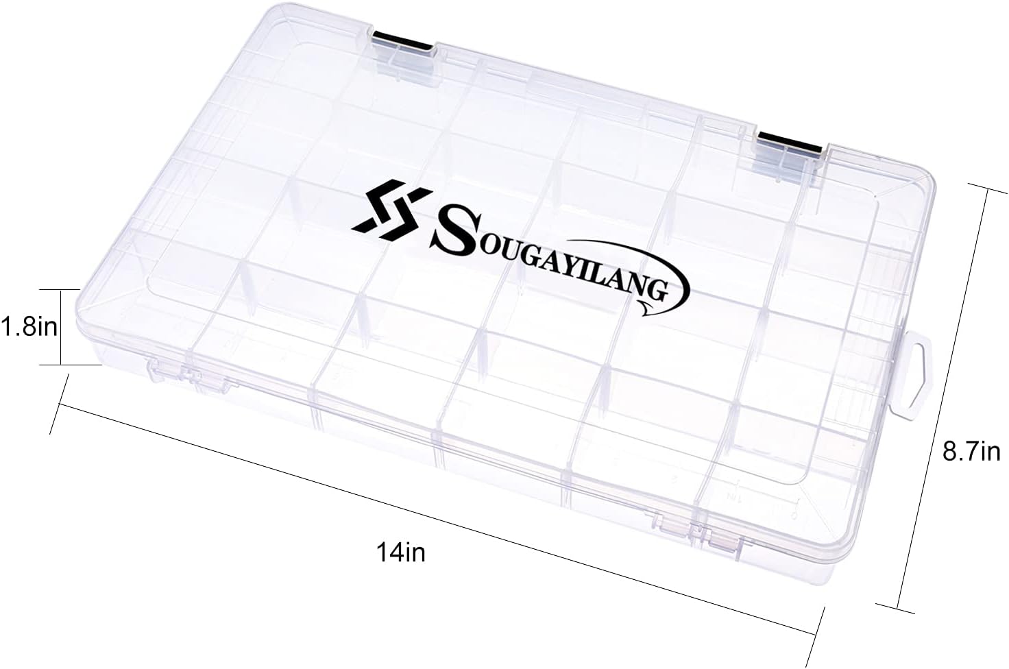 Sougayilang Fishing Tackle Boxes - 3600 3700 Plastic Storage Organizer Box with Removable Dividers - Fishing Tackle Storage - 4 Packs Transparent Tackle Trays