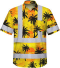 High Visibility Hawaiian Shirt for Men Tropical Shirts Custom Name Floral Outfit Reflective Safety Workwear