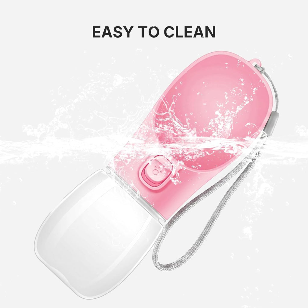 Portable Dog Water Bottle, Leak Proof Pet Water Dispenser with One-Button Water Release, O-Shaped Drinking Trough, 10 OZ Travel Water Bottle for Walking Hiking