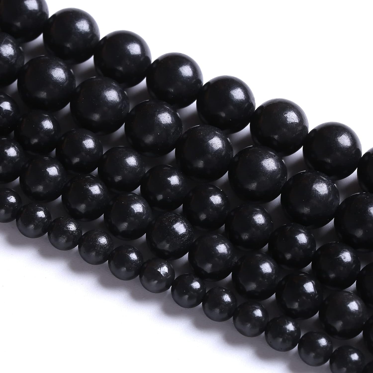 160PCS 4MM Natural Stone Shungite Beads Crystal Loose Beads for Jewelry Making DIY Bracelet