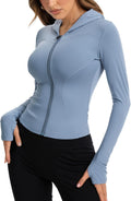 Women Bbl Jackets with Hood Compression Workout Tops Lined or Unlined Lightweight Yoga Gym Jacket with Thumb Hole