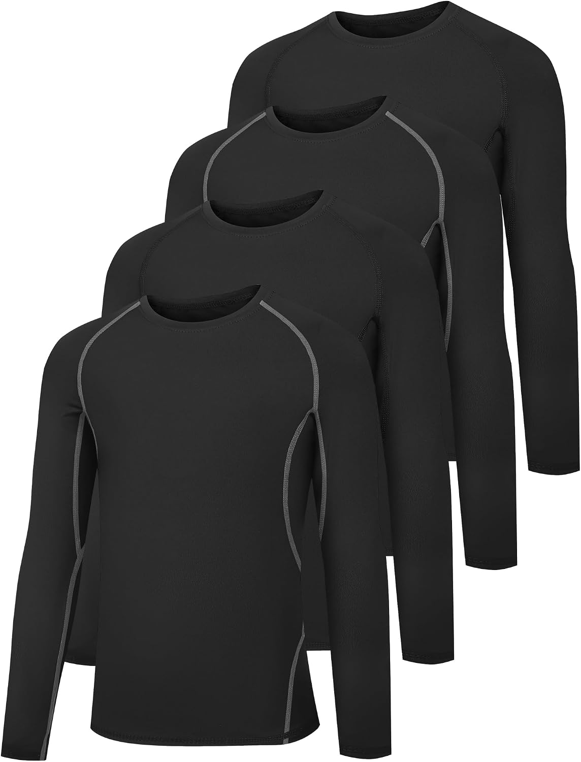 HOPLYNN 4 Pack Youth Boy's Compression Leggings Athletic Tight Pants