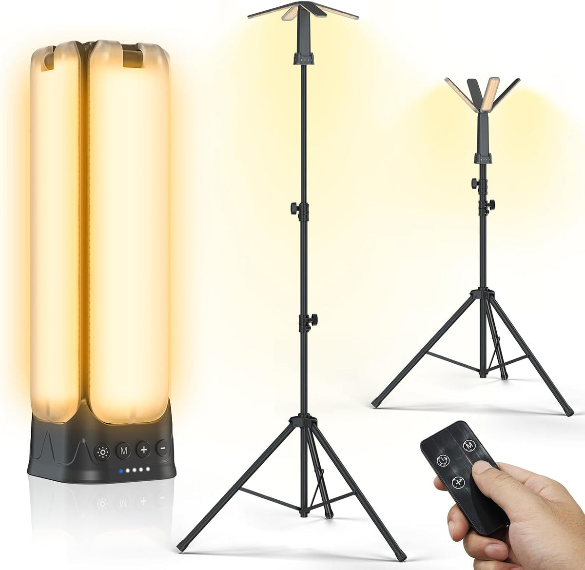 Clemas Telescopic Camping Lights Rechargeable 14000 mAh Led Multifunction Magnetic Lanterns Job Site Lighting Cordless Dimmable Camping Tent Lamp Portable Power Supply 6000LM IPX5 Waterproof