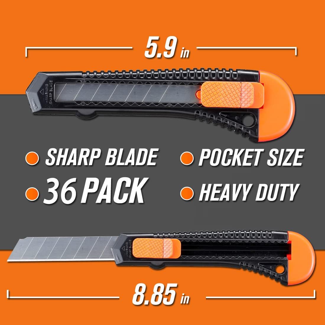 REXBETI 36-Pack Box Cutters, Retractable Utility Knife, 18mm Wide Blade