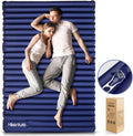 Hikenture Double Sleeping Pad for Camping, Ultralight 4" Extra-Thick Camping Mattress 2 Person, Inflatable Backpacking Sleeping Mat, Hiking Air Mattress for Tent (Navy Footpump 79x47.5in)