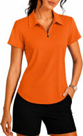 PINSPARK Womens Golf Shirt Short Sleeve Polo UPF 50+ 1/4 Zip Collar Shirt