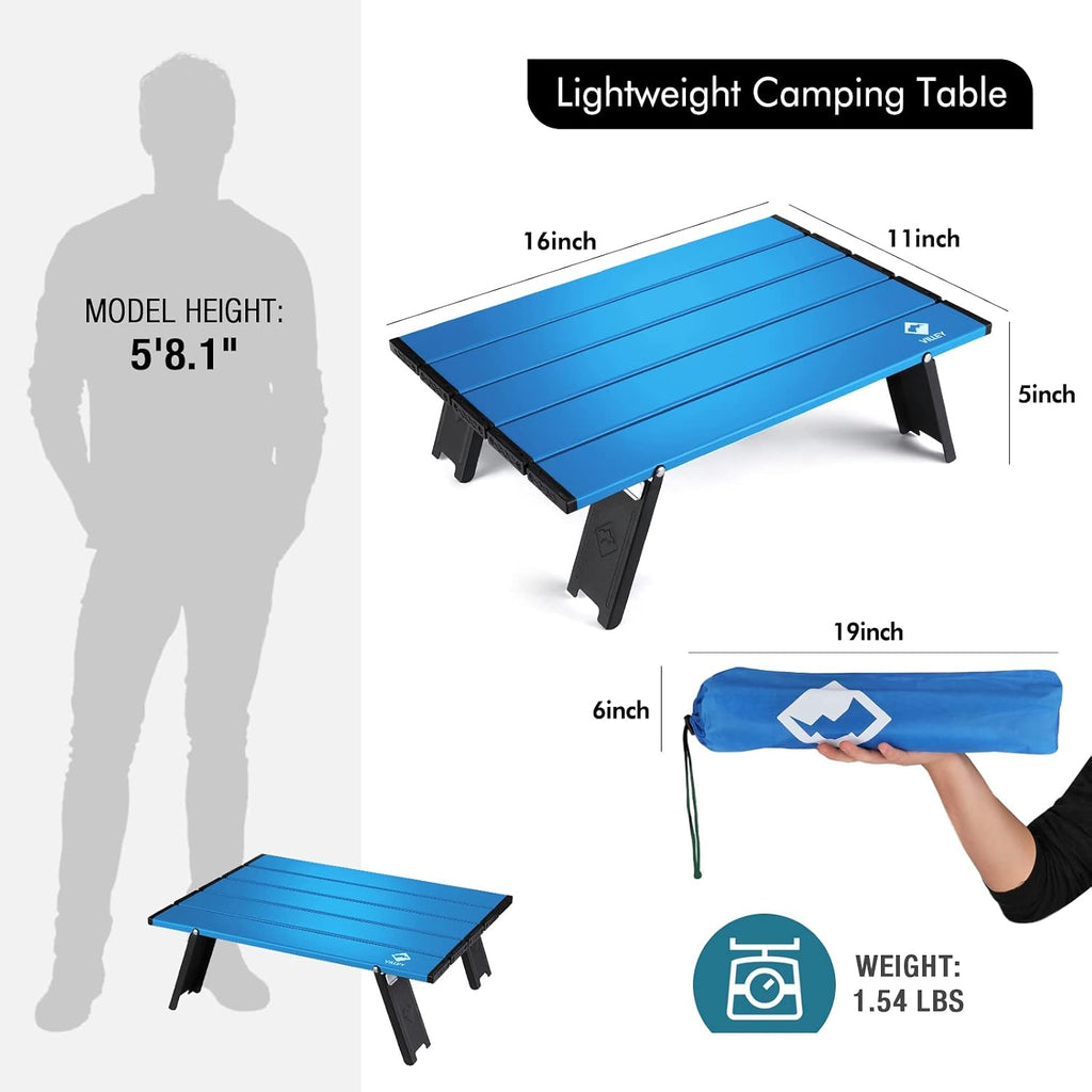 VILLEY Portable Mini Folding Beach Table, Ultralight Aluminum Side Table