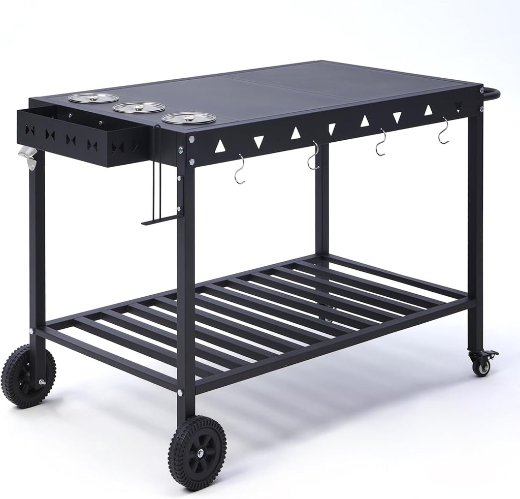 Outdoor Grill Cart Grill Table with Wheels