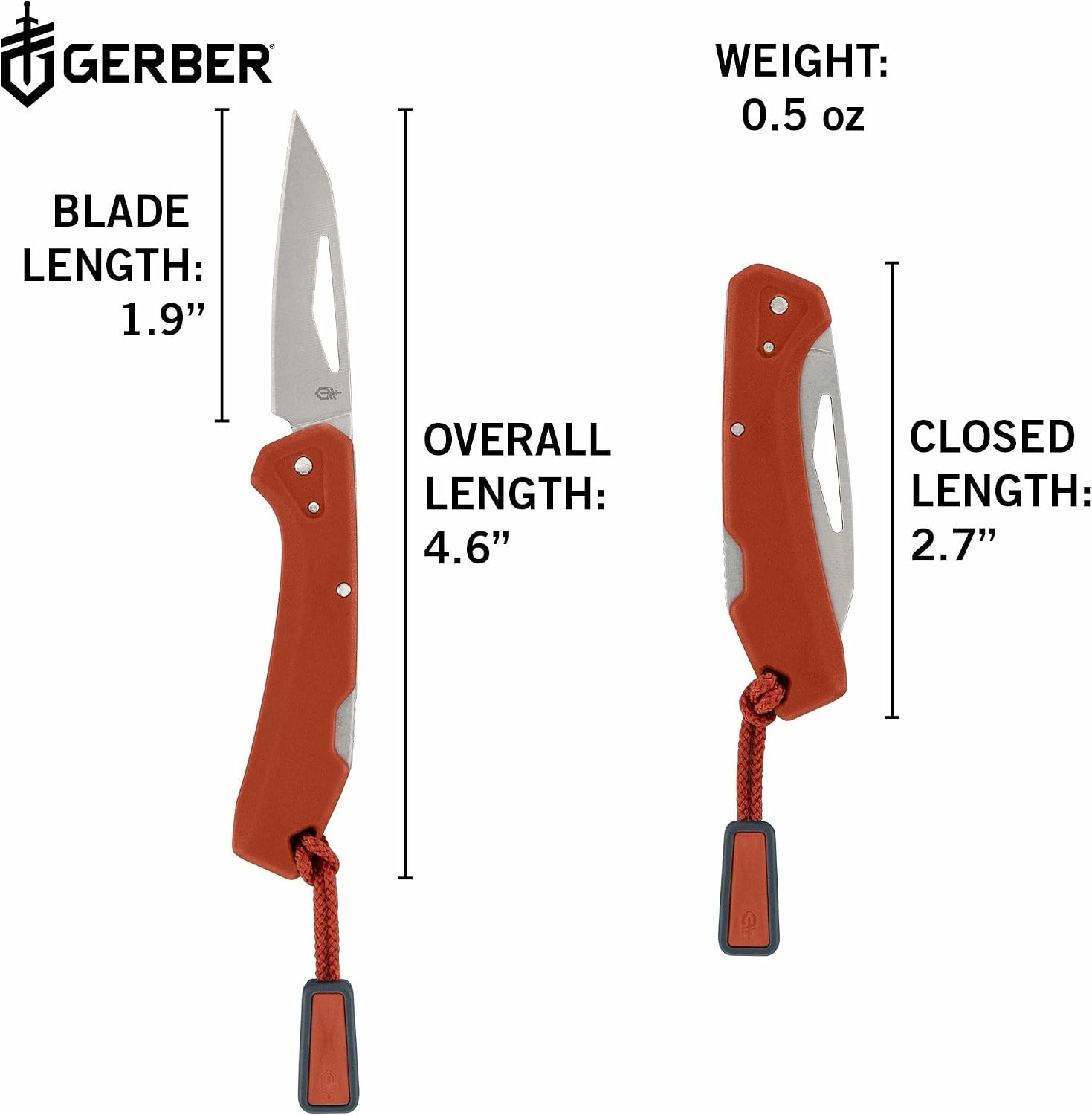 Gerber Gear LST Mini - Lightweight Folding Pocket Knife for Hiking, Camping - EDC Tool - Durable Stainless Steel Blade - Orange
