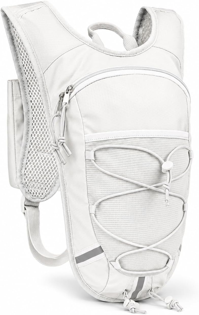 Lightweight Hydration Backpack 2L Water Bladder Pack for Running, Cycling, Hiking – Anti-Theft Water Backpack with Phone Holder, Trekking Pole Holder & Reflective Strips for Men & Women