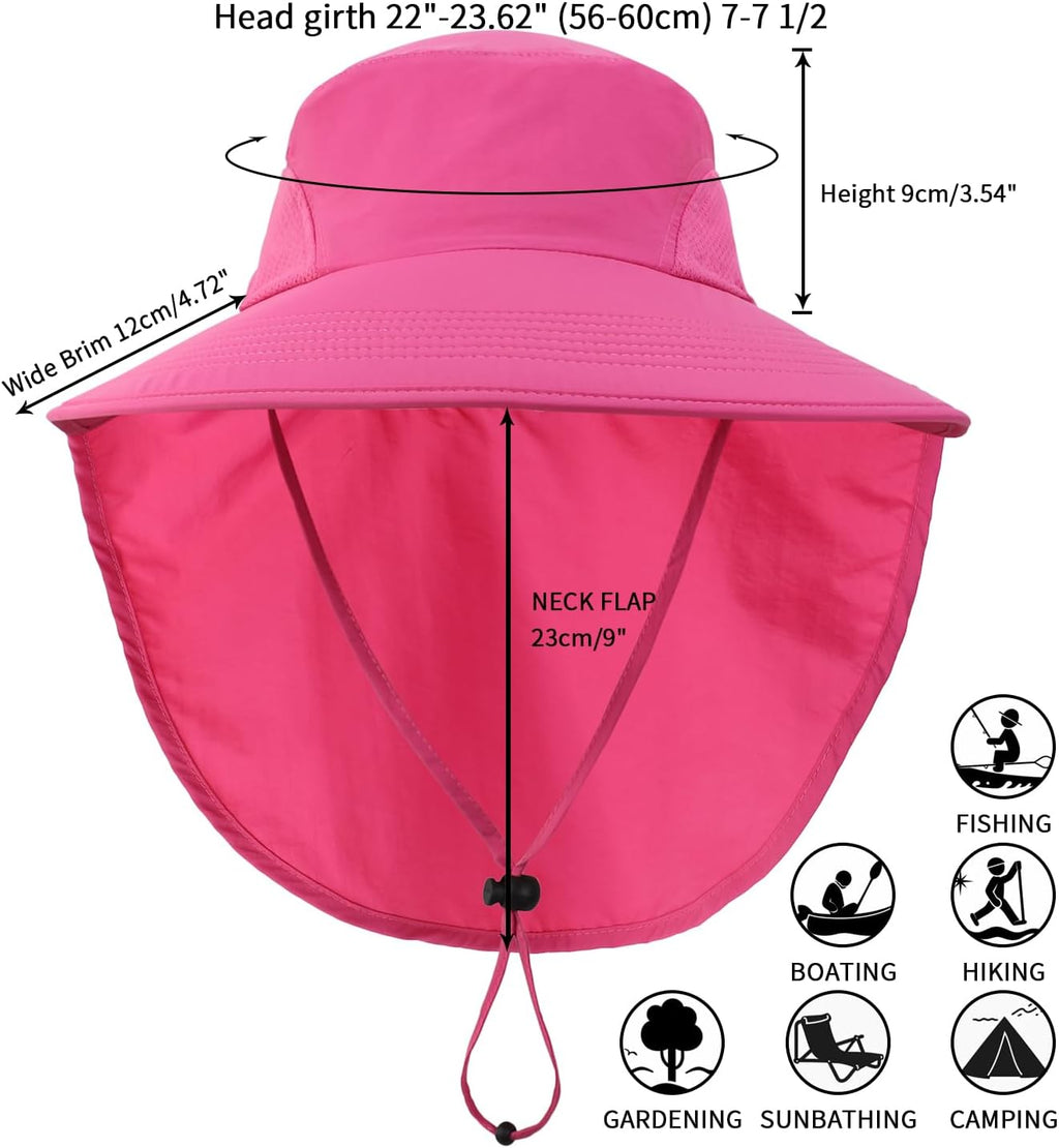 Home Prefer Outdoor UPF50+ Sun Hat Wide Brim Mesh Fishing Hat with Neck Flap