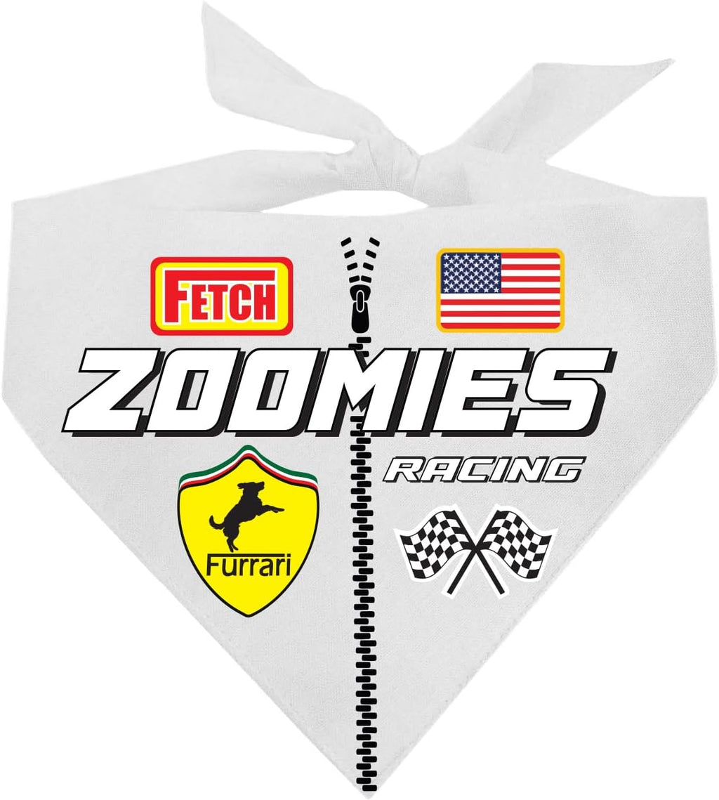 Zoomies Racecar Driver Costume Dog Bandana | 100% Cotton Adjustable Triangle | Made in USA | Pit Crew | Checkered Flag | Fast |Red, One Size (1401)