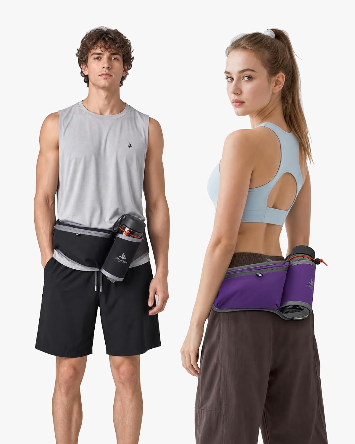Fanny Pack with Water Bottle Holder, RFID Blocking Running Belt Bag