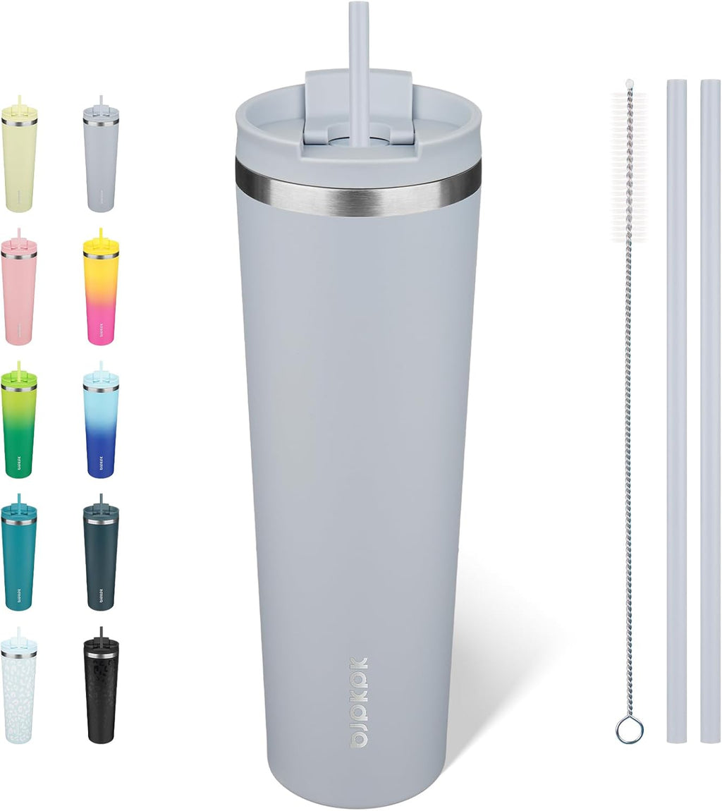 BJPKPK 34oz Coffee Tumbler with Straw, Insulated Stainless Steel Cup