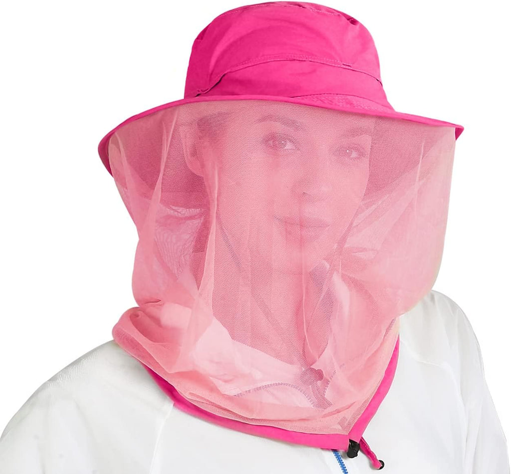 Fishing Hat Sun Protection Hat Mosquito Head Net for Outdoors Bucket Hat with Hidden Net Mesh