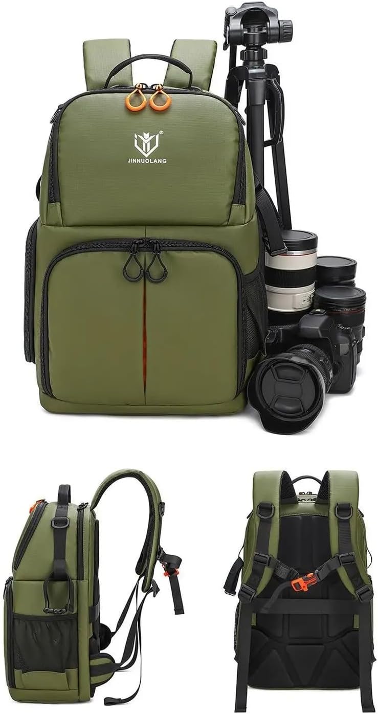 Camera Backpack, Large Capacity Outdoor DSLR Backpack, Compatible with 15.6-Inch Laptops, Canon and Nikon, Black