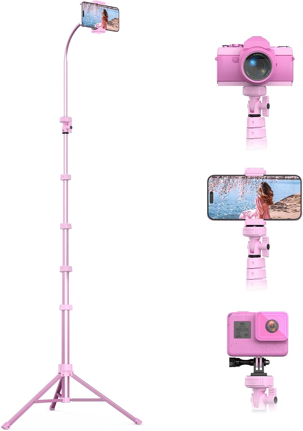 UBeesize 67" Phone Tripod & Selfie Stick, Camera Tripods Stand with Wireless Remote and Phone Holder,Compatible with iPhone Android Phone, Perfect for Selfies/Video Recording/Live Streaming Black