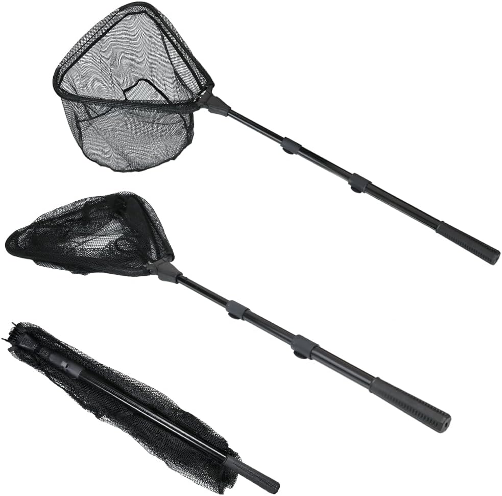 RESTCLOUD Fishing Landing Net with Telescoping Pole Handle, Fishing net Freshwater for Kids Men Women, Extend to 40-63 Inches